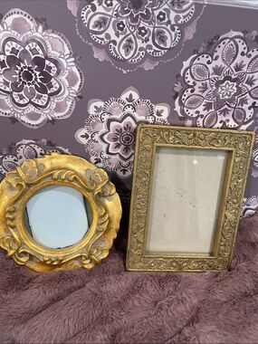 Vintage Fetco Gold Ornate and Rectangular Picture Frame Set